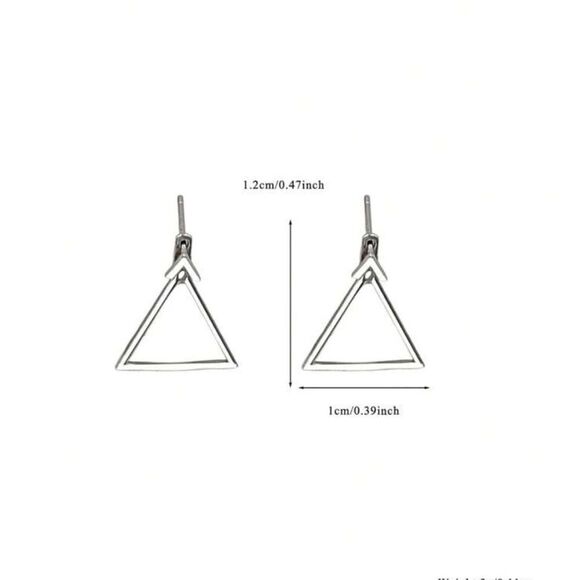 Silver Small Triangle copper Earrings - Picture 3 of 11